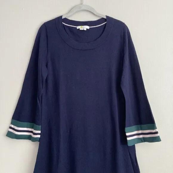 Boden Womens Trudy Knit Dress Size 12 Wool Cotton Blend Navy Green - Picture 5 of 11
